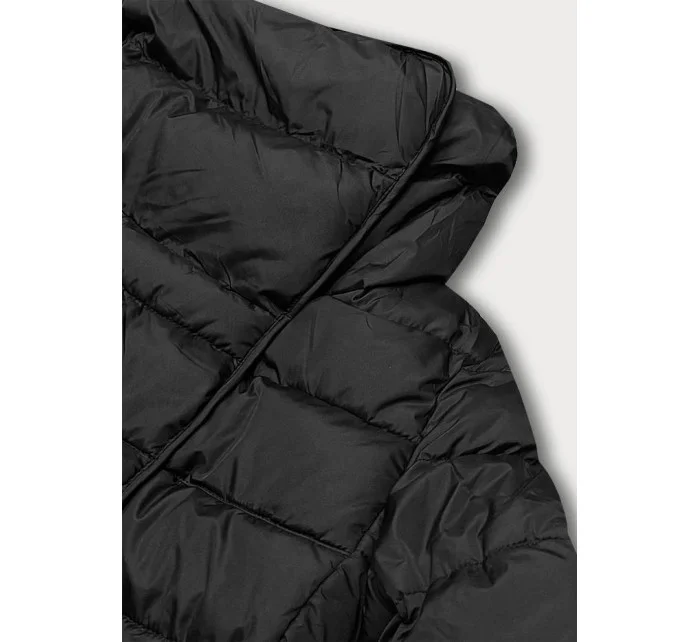 Černá dlouhá dámská zimní bunda s límcem (my017) Černá dlouhá dámská zimní bunda s límcem (my017)