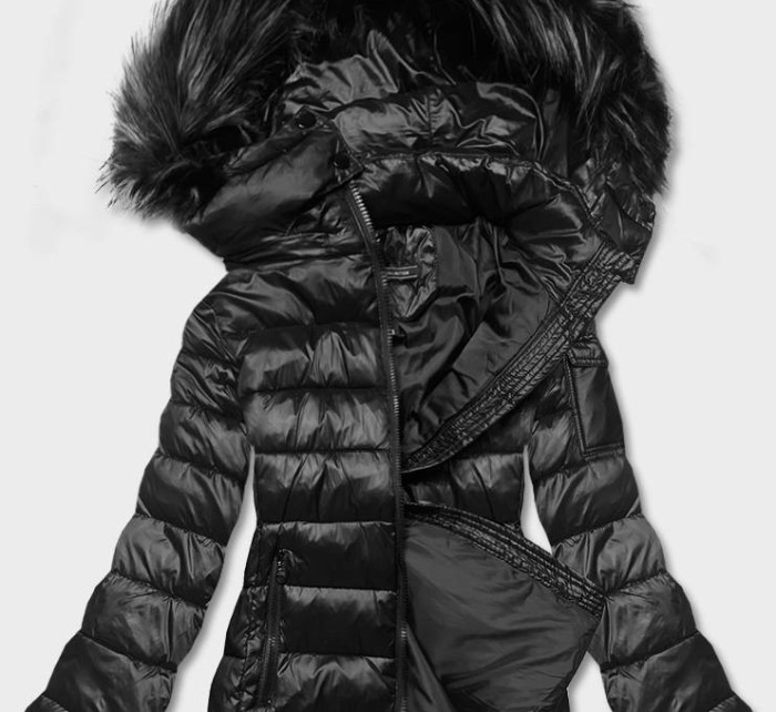 Krátká černá dámská zimní bunda (YP-20129-1)