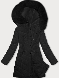 Černá dámská prošívaná zimní bunda s kapucí model 19012687 - LHD