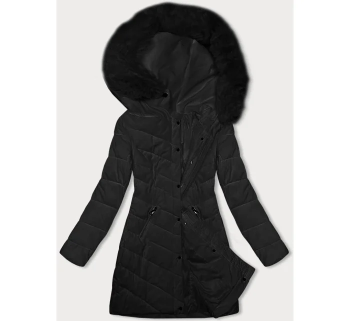 Černá dámská prošívaná zimní bunda s kapucí model 21246910 - LHD