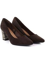 Dámské khaki kožené boty na jehlovém podpatku Sergio Leone 25668