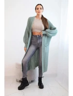 Dlouhý svetr kardigan světle mátový