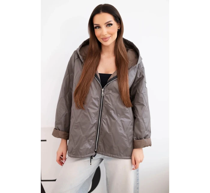 Dámská jarní prošívaná bunda s kapucí a zipem fango