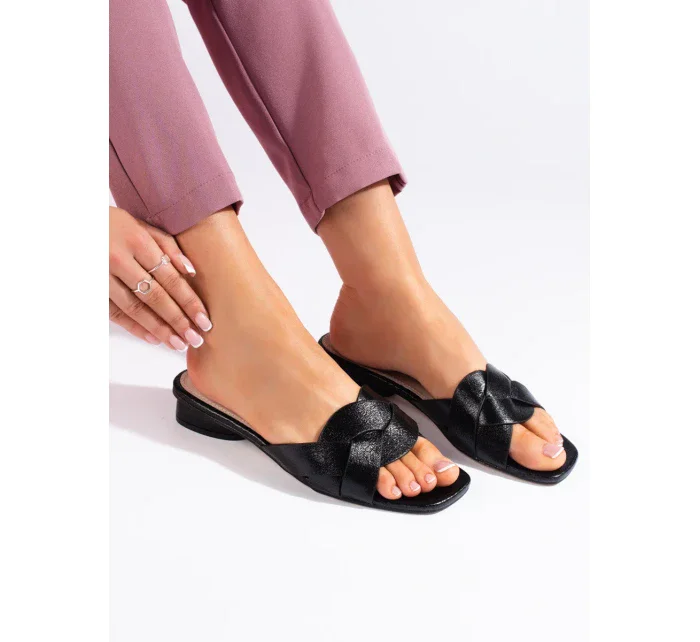 Luxusní černé nazouváky dámské bez podpatku Luxusní černé nazouváky dámské bez podpatku