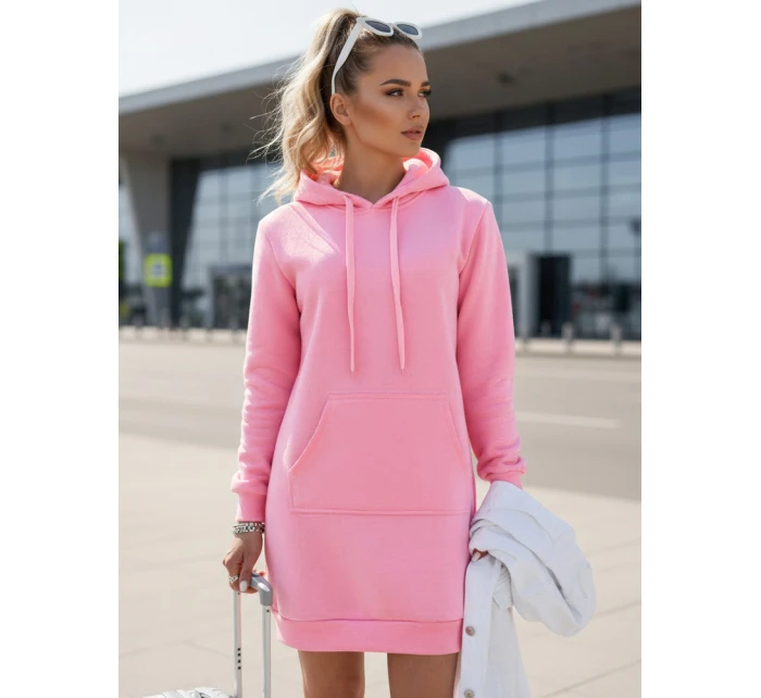 Dámská dlouhá mikina s kapucí oversize TIMMY pink FashionStreet EY1939