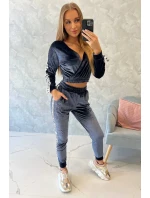 Velurová souprava s nápisem Queen graphite