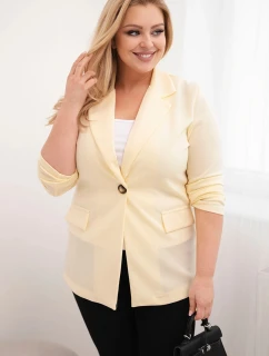 Dámská blazer z viskózy Plus Size s dlouhým rukávem a límcem citronová