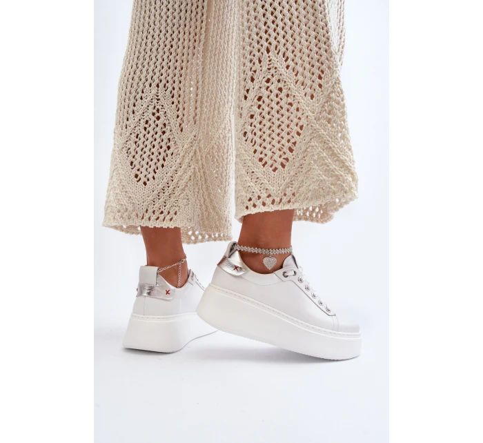 Kožené Dámské Tenisky S Náramkem CheBello 4406 Bílé