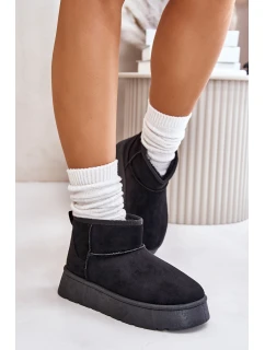 Nízké dámské sněhule na platformě zateplené kožíškem černé model 21673127 - EVENTO