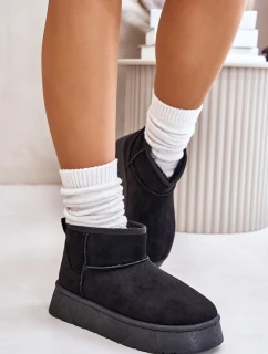 Nízké dámské sněhule na platformě zateplené kožíškem černé model 21673127 - EVENTO