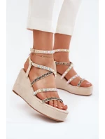 Dámské Sandály Na Klínu Se Na Béžové model 21702856 - Boto Dámské Sandály Na Klínu Se Na Béžové model 21702856 - Boto