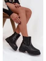 Kozačky kozačky na zip s detaily zateplené černé model 21747742 - Boto