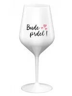 BUDE PRDEL! - bílá nerozbitná sklenice na víno 470 ml