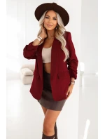 588-4 Dámské klasické sako s nabíranými rukávy - vínové 588-4 Dámské klasické sako s nabíranými rukávy - vínové