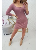 Šaty s knoflíkovým výstřihem tmavě růžové Šaty s knoflíkovým výstřihem tmavě růžové