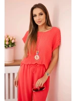 Viskózový komplet plisovaná halenka + kalhoty malina