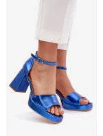Dámské Sandály Na Podpatku Modré model 21703024 - Boto Dámské Sandály Na Podpatku Modré model 21703024 - Boto