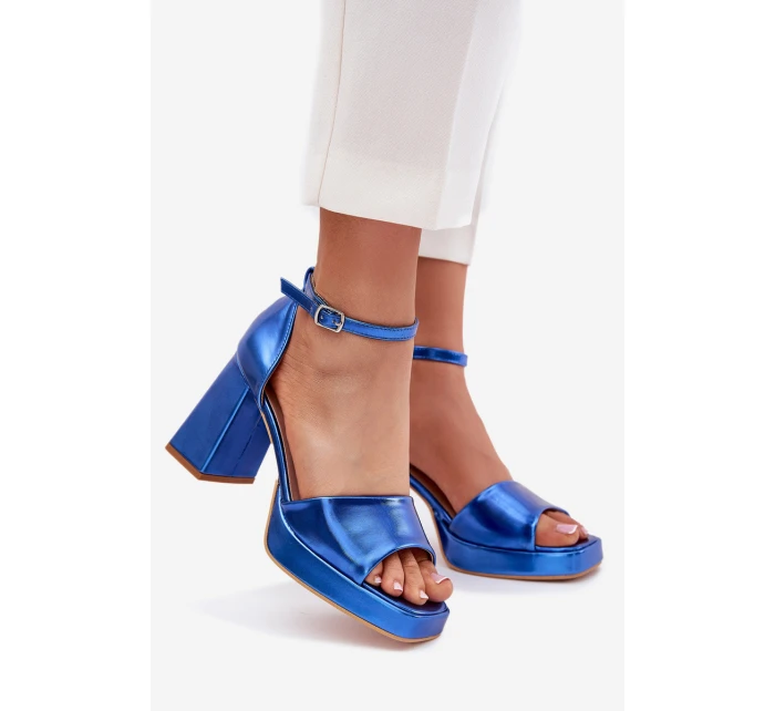 Dámské Sandály Na Podpatku Modré model 21703024 - Boto Dámské Sandály Na Podpatku Modré model 21703024 - Boto