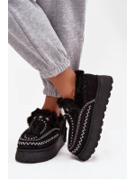 Dámské sněhule na platformě s kožíškem a třásněmi Černé model 21744632 - Boto