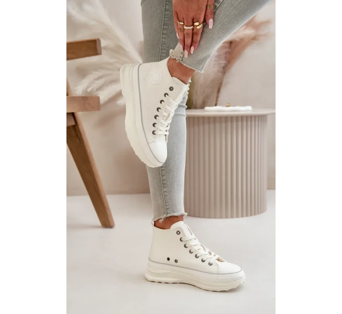 Dámské Tenisky Na Platformě Eko Kůže Big Star Bílé Dámské Tenisky Na Platformě Eko Kůže Big Star Bílé