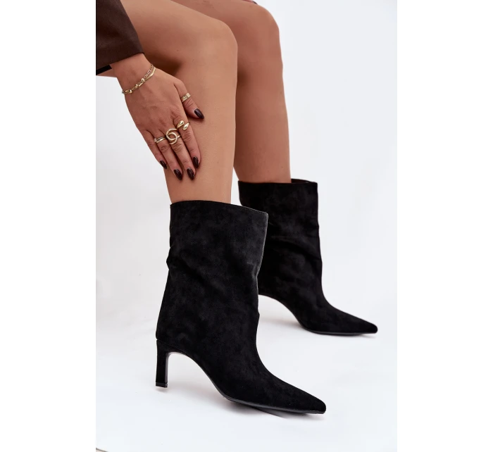Dámské kotníkové boty na jehlovém podpatku Solvienne – černé