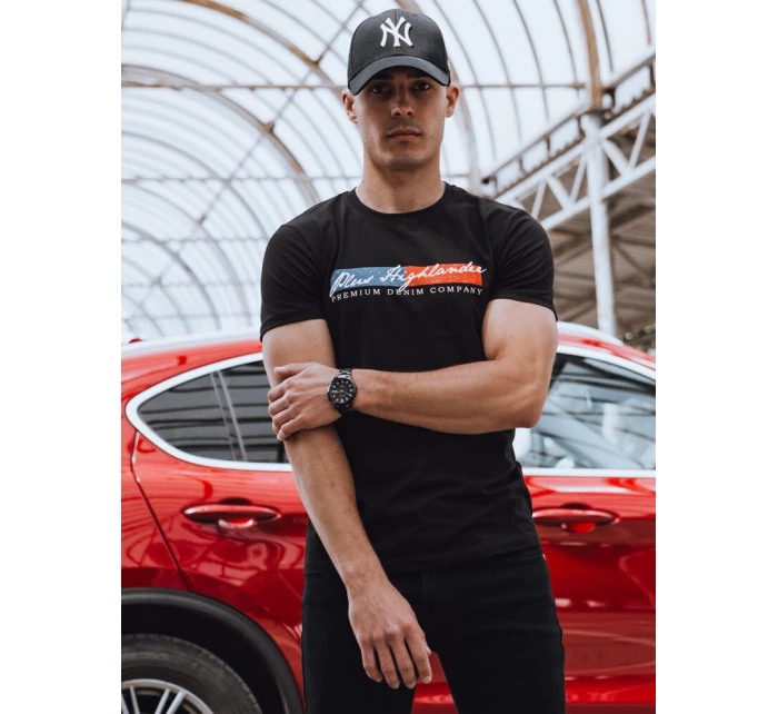 Pánské černé tričko FashionStreet RX5543 Pánské černé tričko FashionStreet RX5543