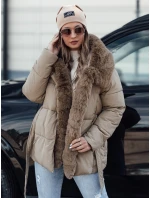 Dámská zimní bunda FURSOFT prošívaná s kapucí béžová FashionStreet TY4668