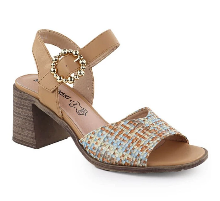 Dámské pletené béžové sandály na jehlovém podpatku M.Daszynski MR24125-4