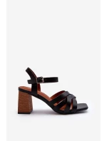 Dámské sandály na podpatku černé model 21650694 - Boto