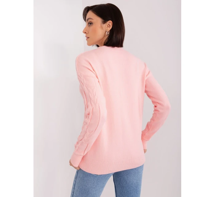 Sweter AT SW model 19040877 jasny różowy - FPrice Sweter AT SW model 19040877 jasny różowy - FPrice