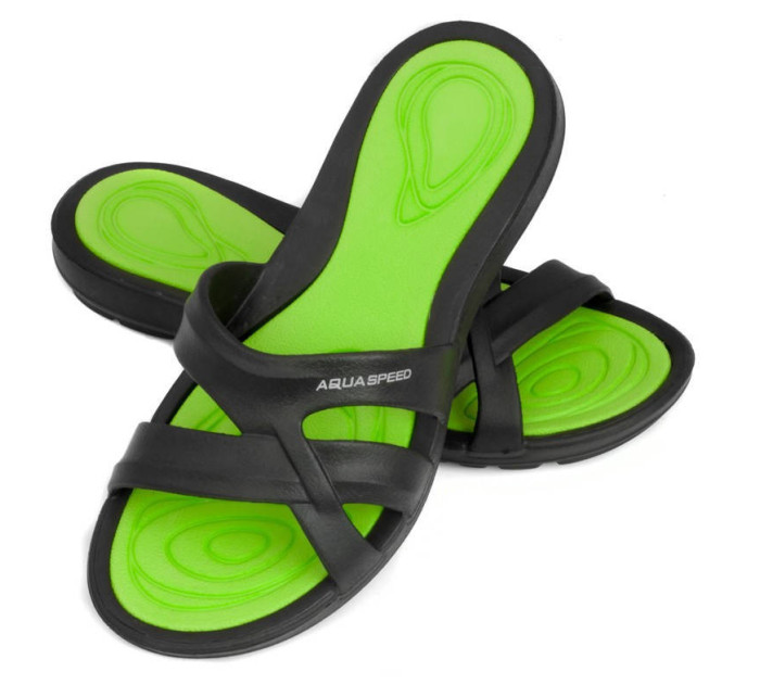 AQUA SPEED Plavecká obuv do bazénu Panama Black/Green Pattern 38