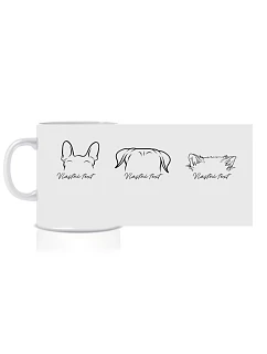 Personalizovaný klasický bílý keramický hrníček 300 ml se zvířecími oušky