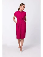Košilové šaty s řasením S335 bordové -Stylove