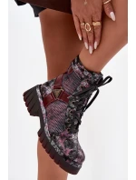 Dámské kotníčkové kožené workery 07072-23 Bordó vzor - Maciejka Dámské kotníčkové kožené workery 07072-23 Bordó vzor - Maciejka