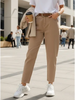 Dámské džíny s páskem mom fit béžové Dstreet model 21996306 - FashionStreet