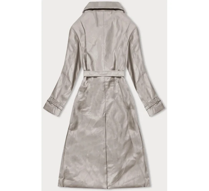 Béžový klasický dámský kabát z ekologické kůže model 19035464 - Ann Gissy