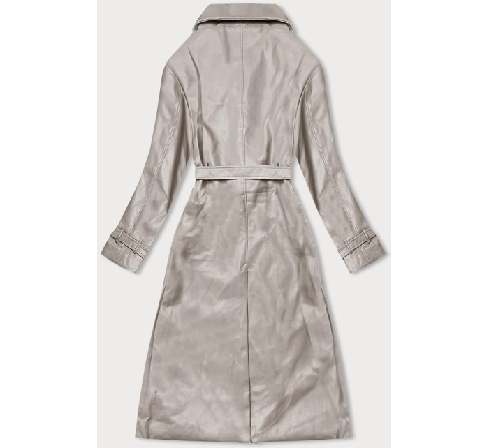 Béžový klasický dámský kabát z ekologické kůže model 19035464 - Ann Gissy