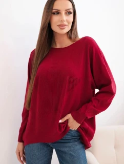 Dámský svetr s delším zadním dílem a  bordó model 21731264 - K-Fashion