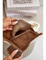 Dámské Zateplené Botky Na Podpatku Eko Semišové Hnědé model 21669073 - Boto Dámské Zateplené Botky Na Podpatku Eko Semišové Hnědé model 21669073 - Boto