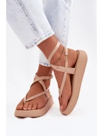 Dámské sandály na platformě Béžové model 22038413 - Boto
