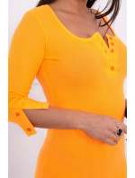 Šaty s výstřihem na knoflíky oranžově neonové
