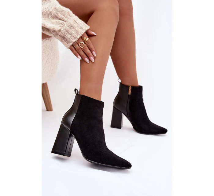 Dámské zateplené botky na sloupku – černé Maloria Dámské zateplené botky na sloupku – černé Maloria