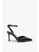 Dámské lakované lodičky s otevřenou patou - černé Laretta Dámské lakované lodičky s otevřenou patou - černé Laretta