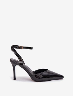 Dámské lakované lodičky s otevřenou patou - černé Laretta