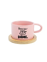 DÁME KAFE? DÁME. - růžový hrníček makronka 200 ml