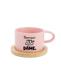DÁME KAFE? DÁME. - růžový hrníček makronka 200 ml