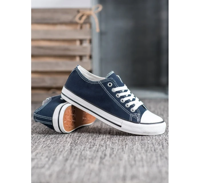 Trendy dámské modré tenisky bez podpatku Trendy dámské modré tenisky bez podpatku