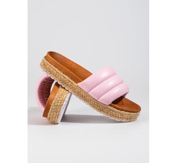 Designové  nazouváky dámské růžové na klínku