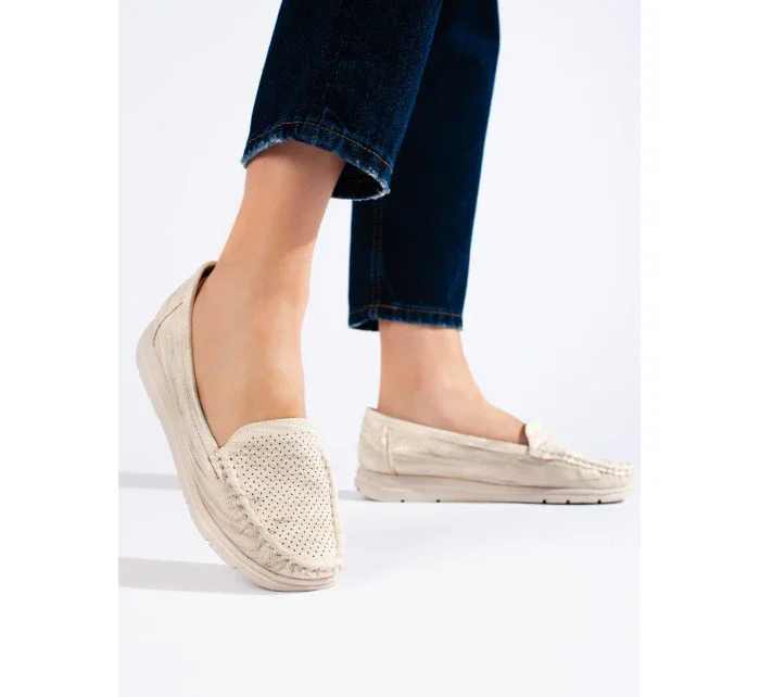 Stylové  mokasíny dámské hnědé bez podpatku