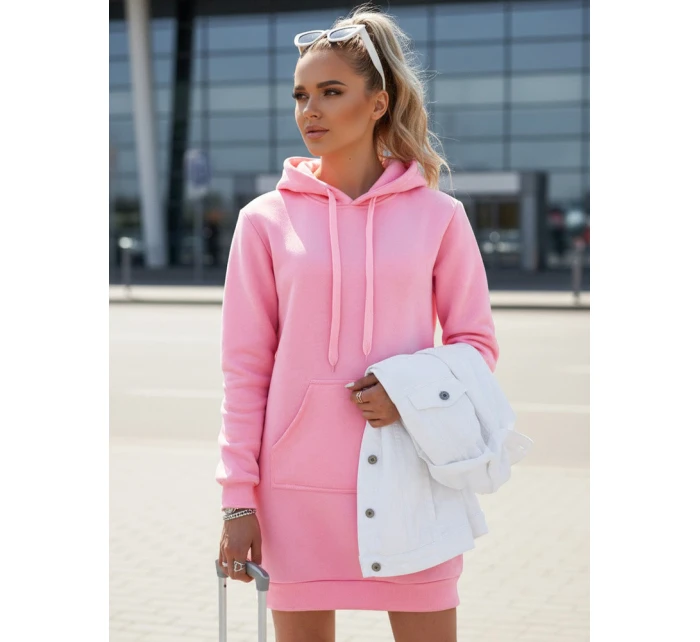 Dámská dlouhá mikina s kapucí oversize TIMMY pink FashionStreet EY1939